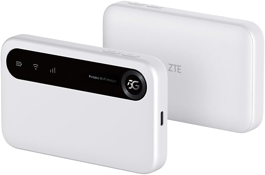 ZTE U50, 5G Portable WiFi Access Point with SIM Slot Unlocked, Low Cost 5G Modem Router for 32 Home/Business Devices, 5G and 4G+, AX1800 WiFi 6, Up to 32 Devices