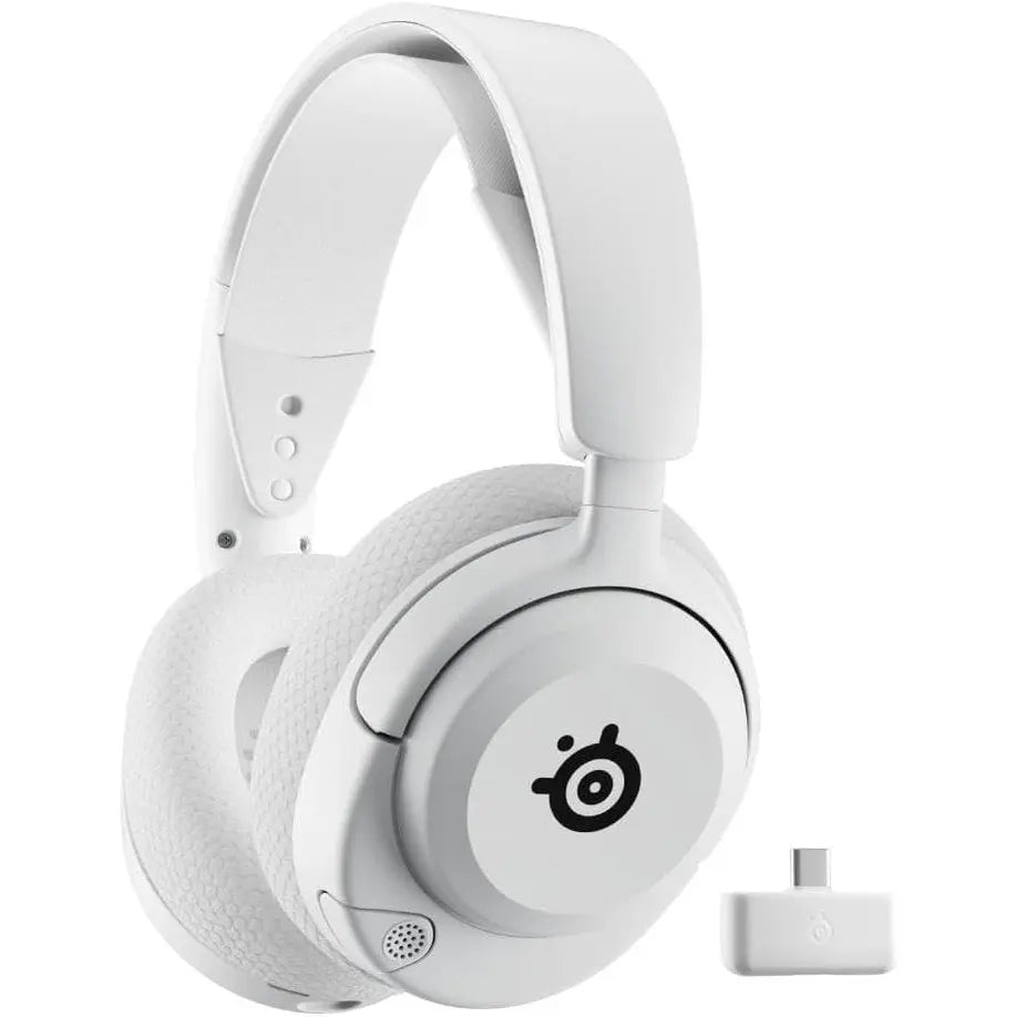 SteelSeries Arctis Nova 5 white gaming headset with USB-C dongle for dual connectivity