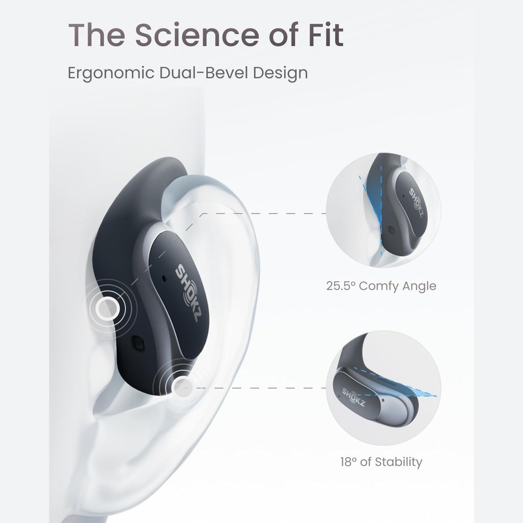 SHOKZ OpenFit Air Open-Ear Headphones, True Wireless Bluetooth Earphones with Microphone, Earbuds with Air Earhook, Fast Charging, 28h Playtime, IP54 Waterproof for Workout - Black