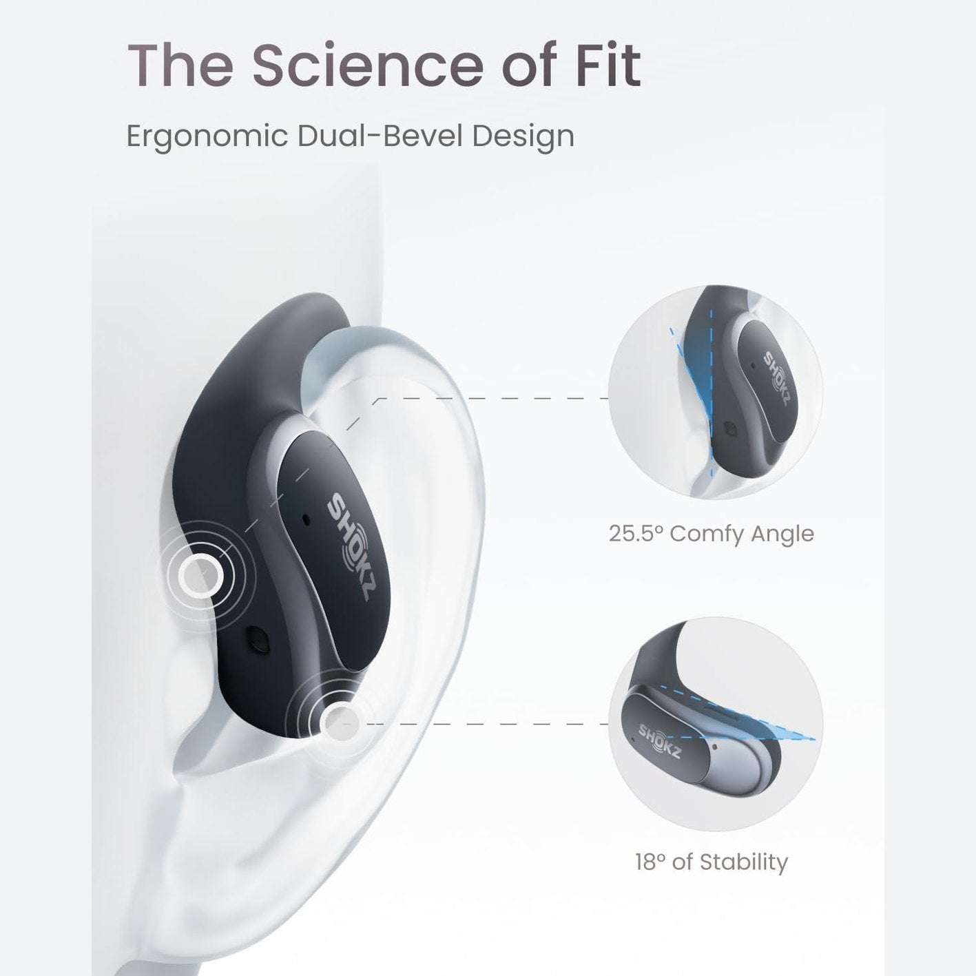 SHOKZ OpenFit Air Open-Ear Headphones, True Wireless Bluetooth Earphones with Microphone, Earbuds with Air Earhook, Fast Charging, 28h Playtime, IP54 Waterproof for Workout - Black