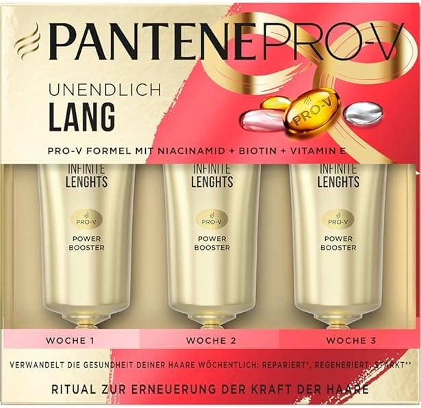 Pantene Pro-V Power Booster Intensive Care Shots (3 x 15 ml), for Unruly Hair, Hair Treatment Dry Hair, Hair Care Shine, Anti-Frizz