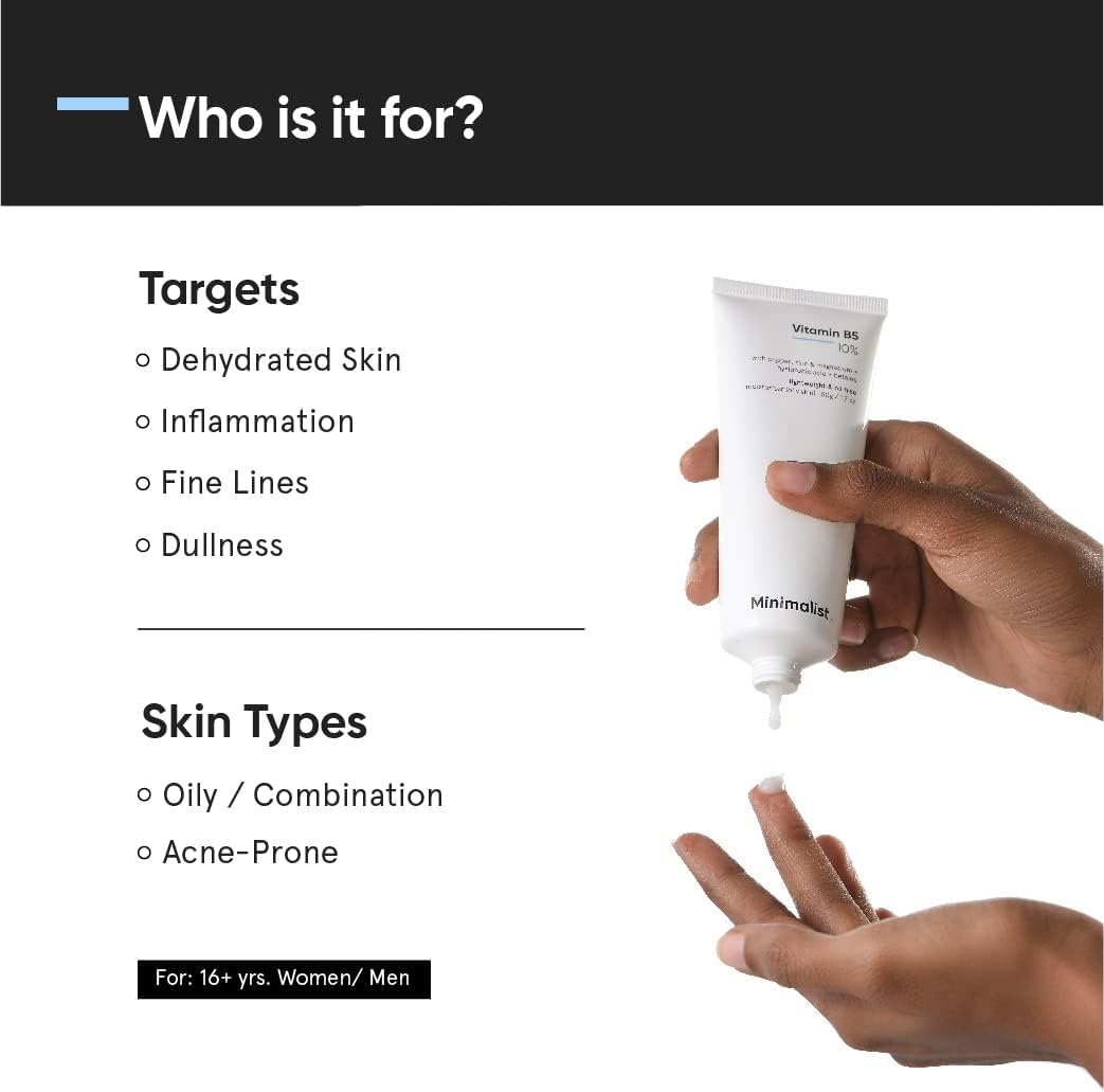 Minimalist 10% Vitamin B5 Gel Face Moisturizer For Oily Skin | Oil-free | Fast Absorbing | Non sticky | Fragrance Free | 50 g