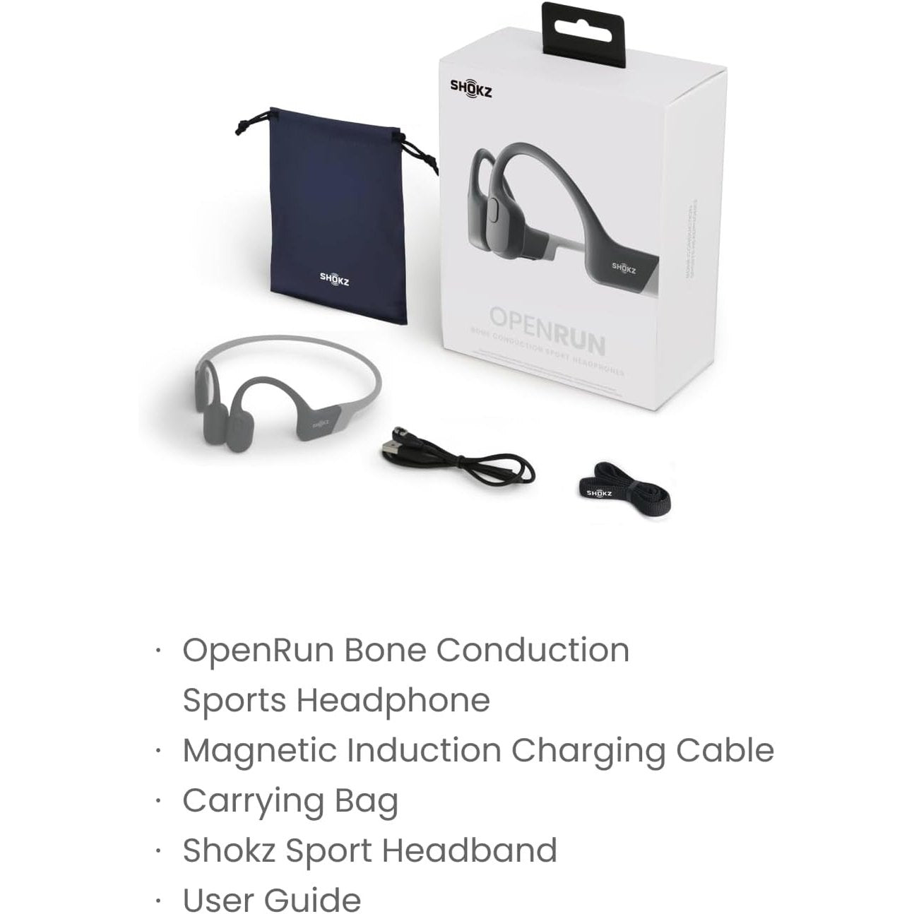 SHOKZ OpenRun Wireless Bone Conduction Headphones, [England Athletics Recommended] Open-Ear Bluetooth Earphones with Mic, Waterproof Sports Headset with 8H Playtime for Running Workout(Lunar Grey)