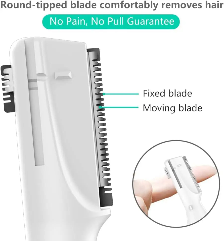 Upgraded Eyebrow Trimmer, Precision Electric Eyebrow Razor for Women Battery-Operated Facial Hair Remover with Comb No Pulling Sensation Painless for Face Chin Neck, Upper-Lip, Peach-Fuzz