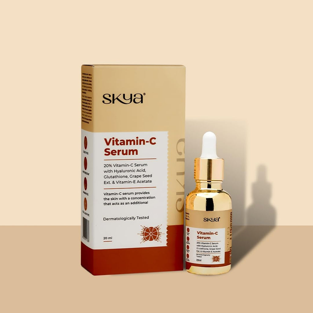 Skya Vitamin C Serum With Vit E, & Ferulic Acid For Glowing Skin | Advanced Brightening Formula With Power of Vit C & E, Ferulic Acid & Fullerenes create a smooth layer, 20 ml
