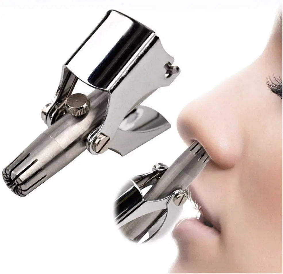 JMC Manual Nose & Ear Hair Clipper Trimmer for Men & Women - Stainless Steel Painless Nose Hair Trimmer with Storage Case and Cleaning Brush for Travel User Friendly