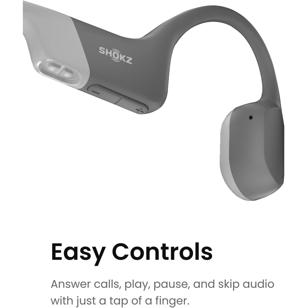 SHOKZ OpenRun Wireless Bone Conduction Headphones, [England Athletics Recommended] Open-Ear Bluetooth Earphones with Mic, Waterproof Sports Headset with 8H Playtime for Running Workout(Lunar Grey)