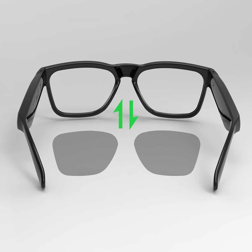 OhO sunshine Smart Glasses,Safety Glasses with Bluetooth Speaker,Indoor/Outdoor UV Protection and Voice Control,Unisex(Blue Light Lens)