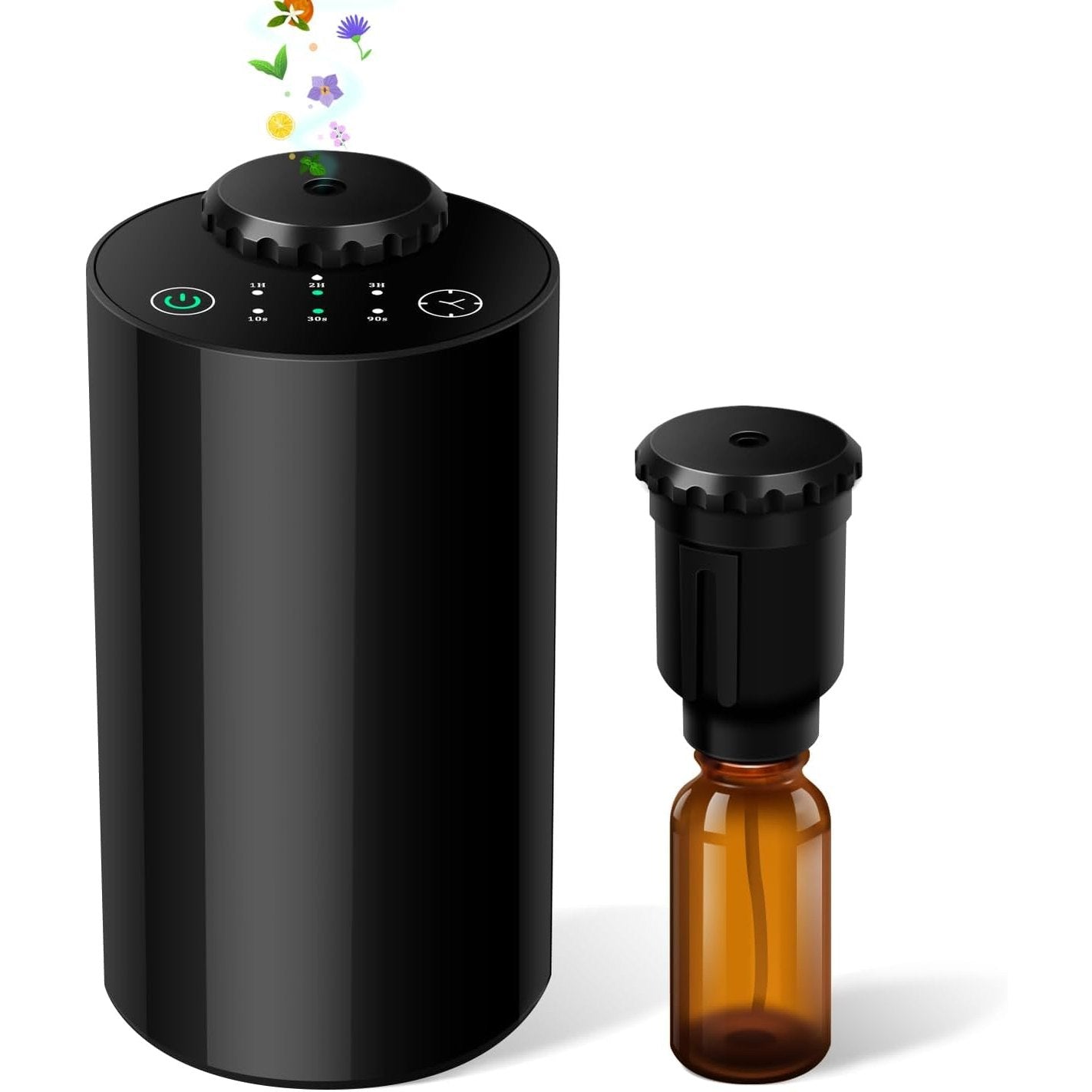 Wasserloser Diffusor, Aromatherapie Zerstäubungsdiffusor, 10/30/90s Sprüheinstellung, Timer & Ätherisches Öl Diffusor Batteriebetrieben Hält 10 h, Super Leise und dichter Nebel für Auto,Raum,Büro