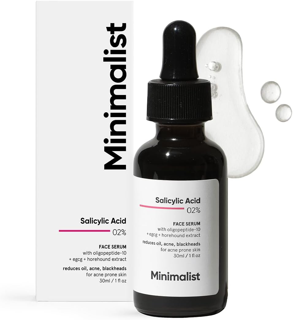 Minimalist 2% Salicylic Acid Serum For Oily Skin | Helps With Open Pores, Breakouts, Blackheads & Bumpy Texture | BHA Based Exfoliant for Oily Skin | 30ml