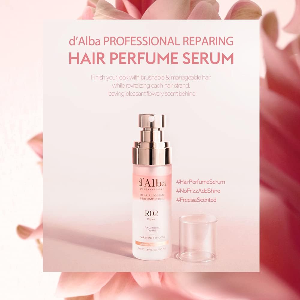 d'alba Piedmont Italian White Truffle Professional Repairing Hair Perfume Serum, protein protection for damaged hair, hair styling, fruity floral scent, protien hair treatment