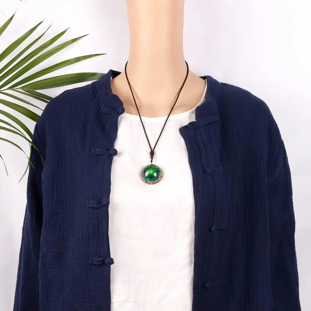 Day Day Up Orgonite Pendant Malachite Green Crystal Orgone Pendant Necklace Reiki Spiritual Healing Energy Jewelry For Women