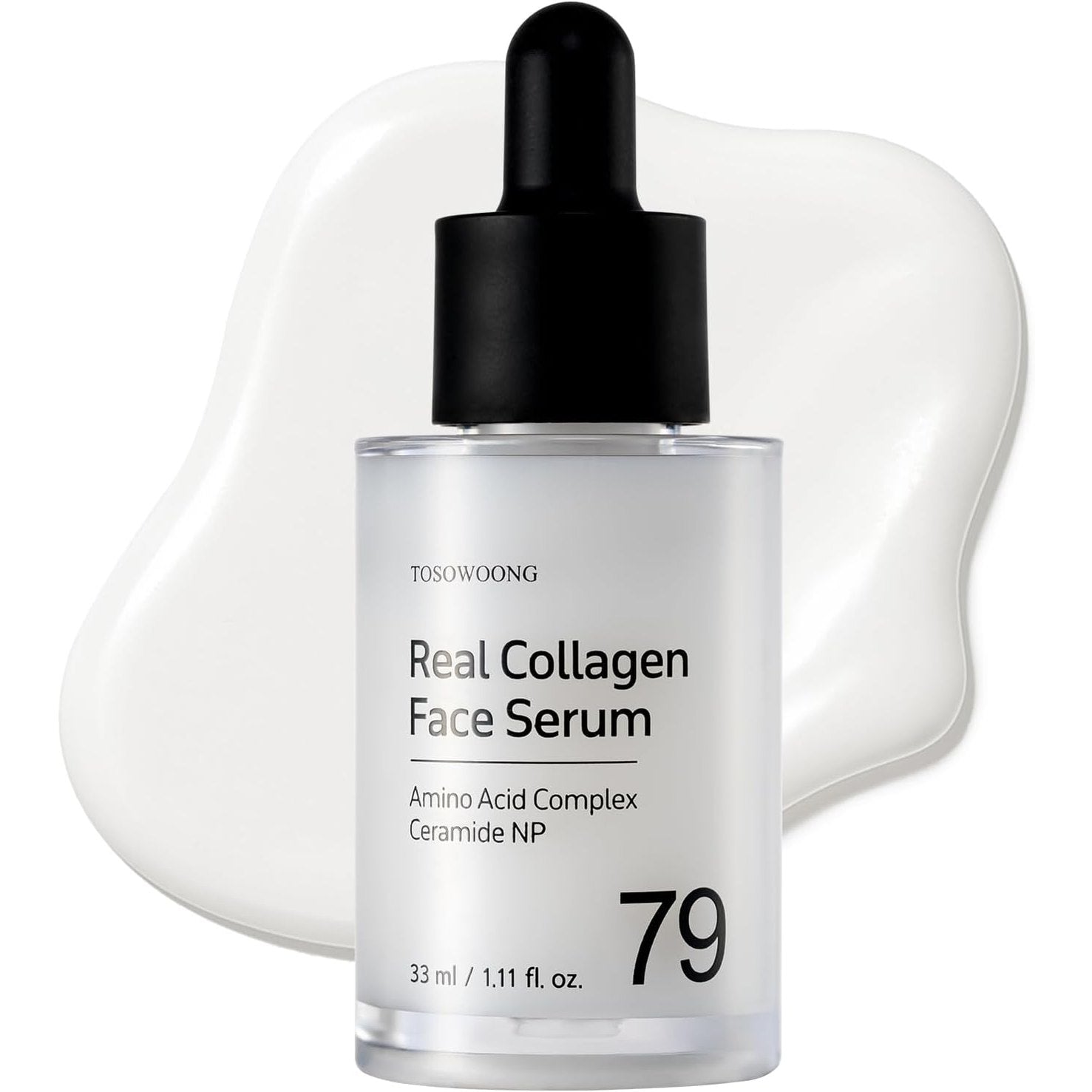 TOSOWOONG Real Collagen Face Serum, Hydrating & Firming with Hydrolyzed Collagen and Hyaluronic Acid – Supports Elasticity and Smooth-Looking Skin – Korean Skincare, 33ml, 1.11 fl. oz