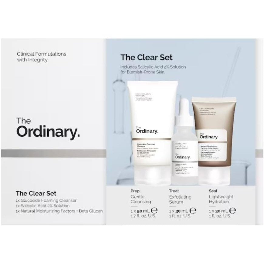 The Ordinary The Clear Set - Glucoside Foaming Cleanser + Salicylic Acid 2% Solution & Natural Moisturizing Factors + Beta Glucan