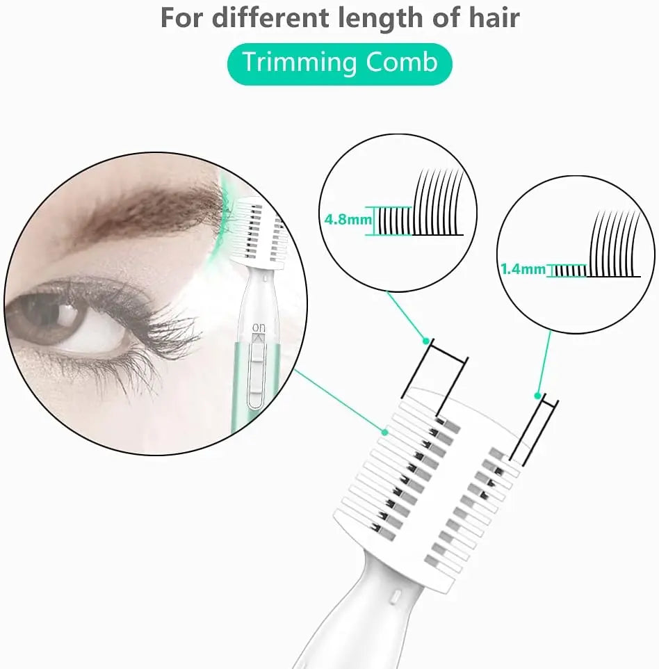 Upgraded Eyebrow Trimmer, Precision Electric Eyebrow Razor for Women Battery-Operated Facial Hair Remover with Comb No Pulling Sensation Painless for Face Chin Neck, Upper-Lip, Peach-Fuzz