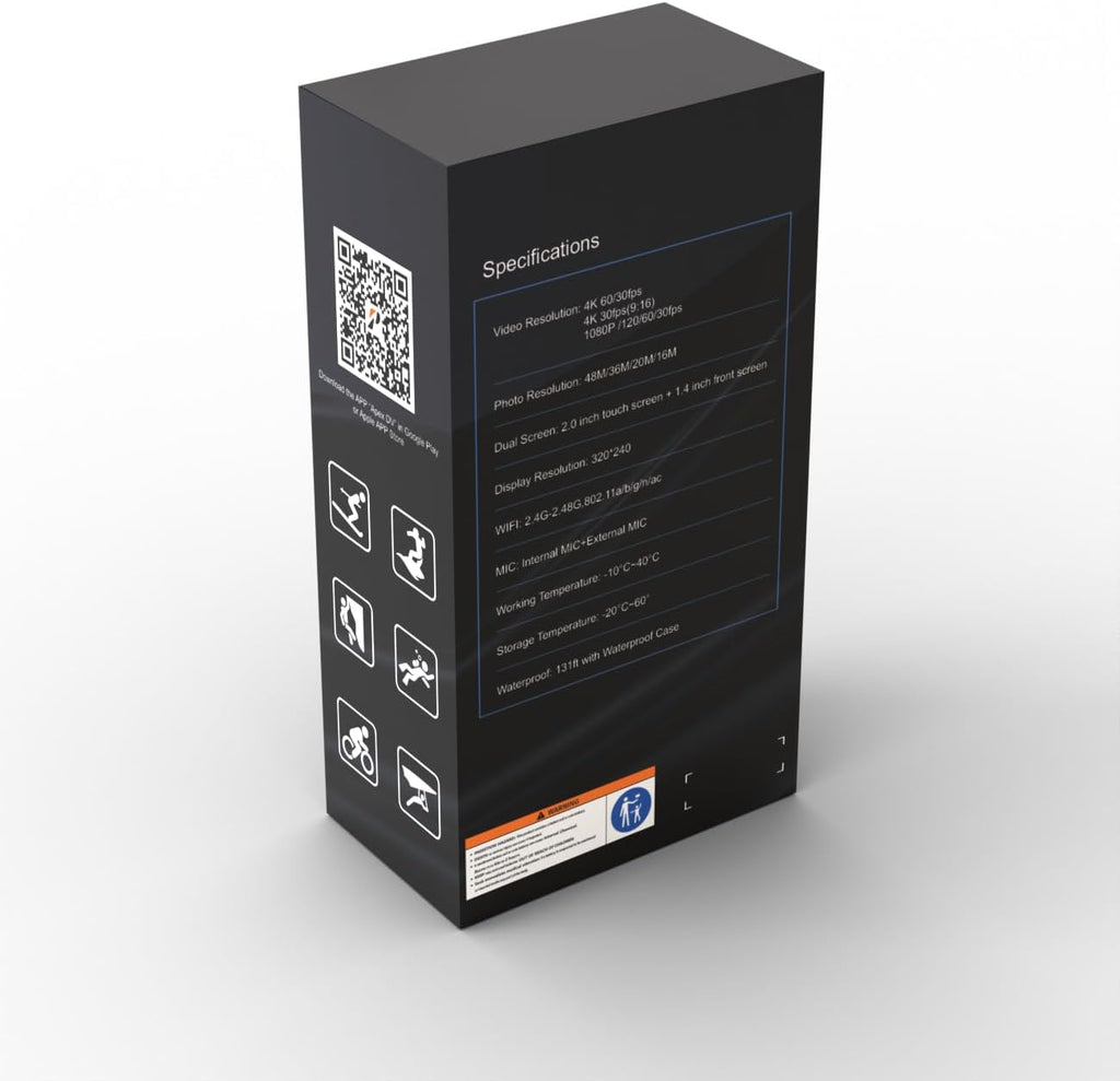 Apexcam X80Pro Double Screen Action Cam 4K60FPS 48MP Ultra HD WiFi Sports Camera Underwater Camera 40 m Waterproof 170° Wide Angle 2.4G Remote Control 2 x 1350 mAh Batteries