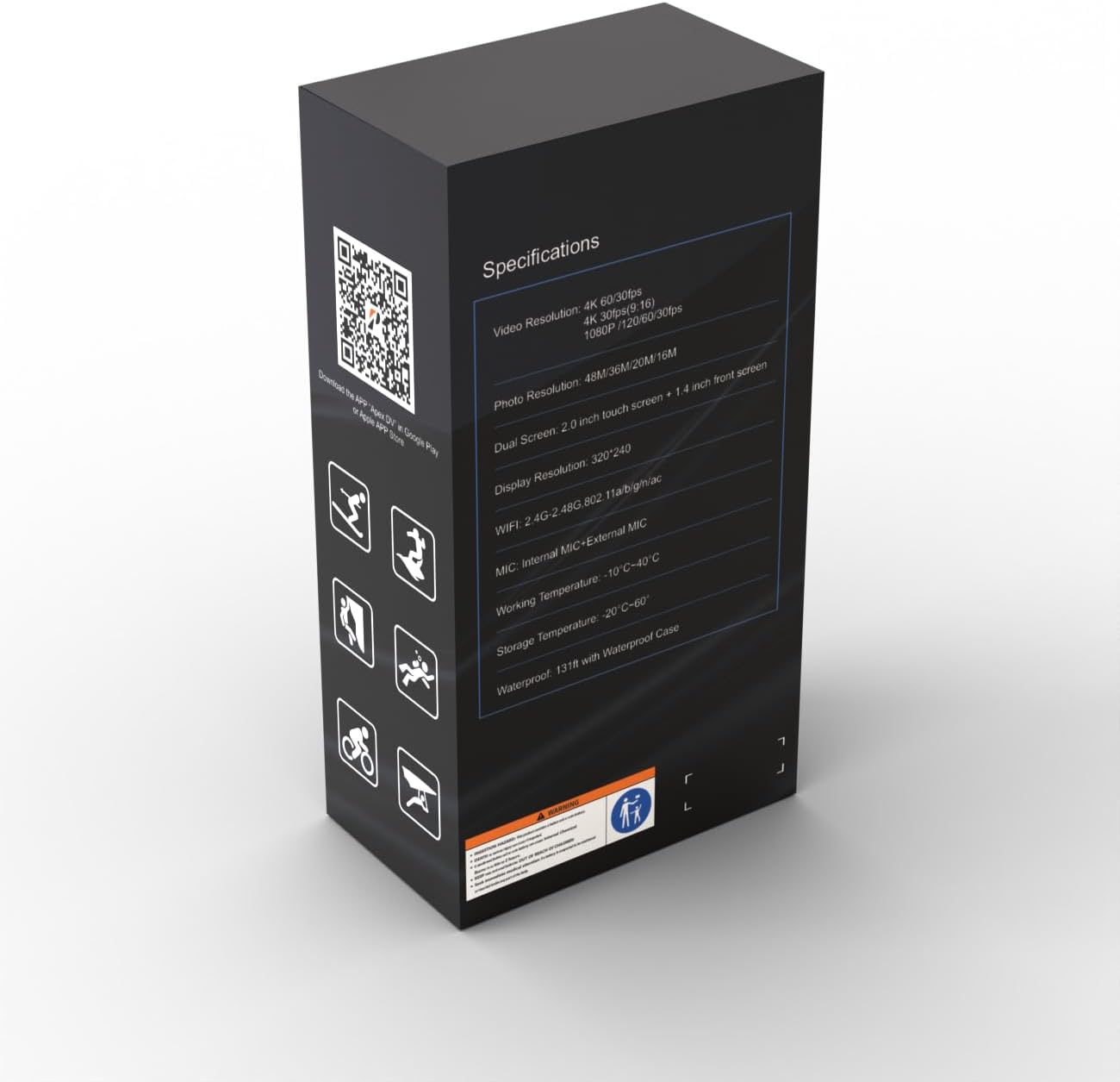 Apexcam X80Pro Double Screen Action Cam 4K60FPS 48MP Ultra HD WiFi Sports Camera Underwater Camera 40 m Waterproof 170° Wide Angle 2.4G Remote Control 2 x 1350 mAh Batteries