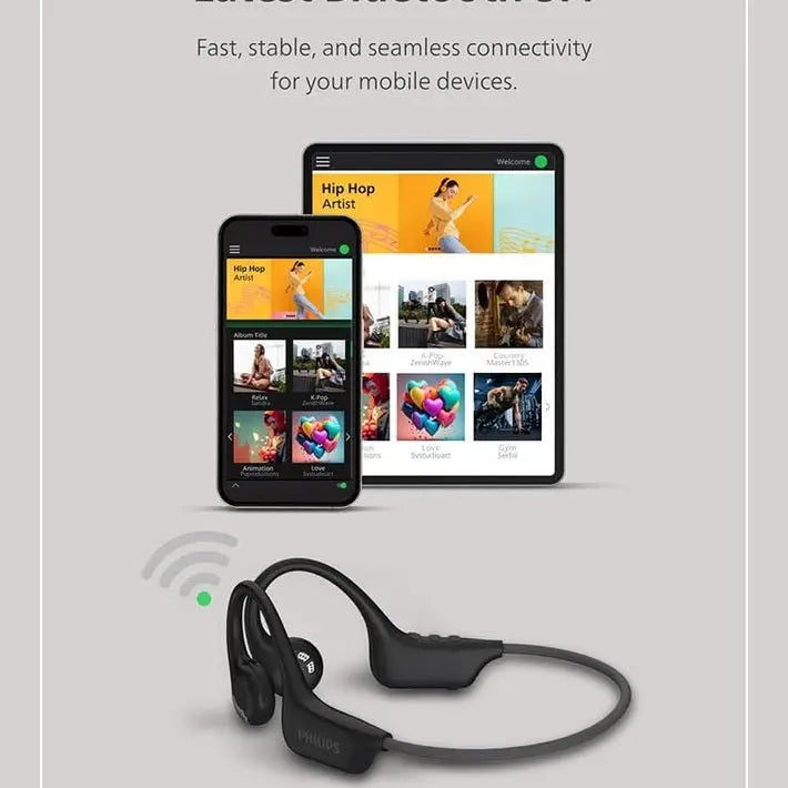 PHILIPS Open-ear wireless sports headphones | True Wireless Headphones | Powerful Bass with 6 mm Driver | AI Mic | 15-Hour Battery Life | Ergonomic Design for Comfort