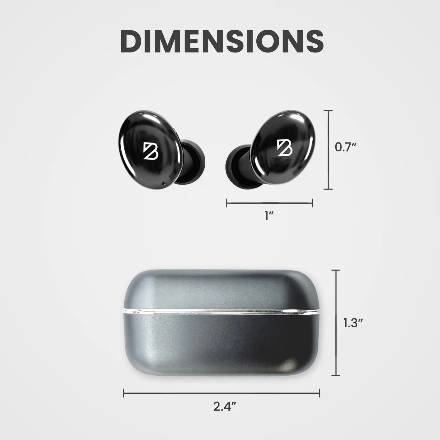 Back Bay Audio Tempo 30 Wireless Earbuds for Small Ears, Black Bluetooth 5.0 In-Ear Earbuds with 32 Hours Battery Life, IPX7 Waterproof, Extra Bass Mode, Dual Microphones