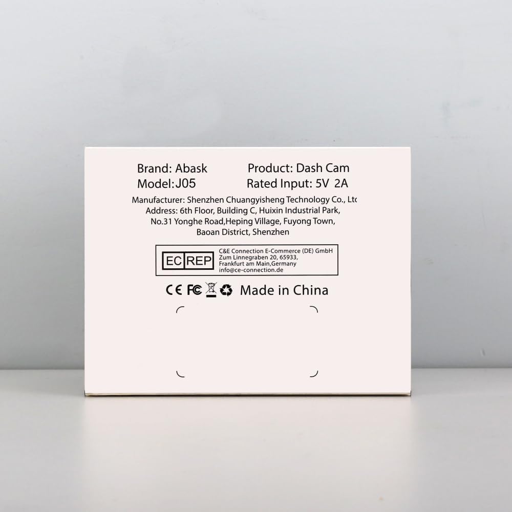 abask J05 Dash Cam Car 1080P Dash Cam Front Interior with 32GB SD Card, 310° Wide Angle View, Car Camera with Parking Monitoring, Motion Detection, Infrared Night Vision, G-Sensor, Loop Recording,