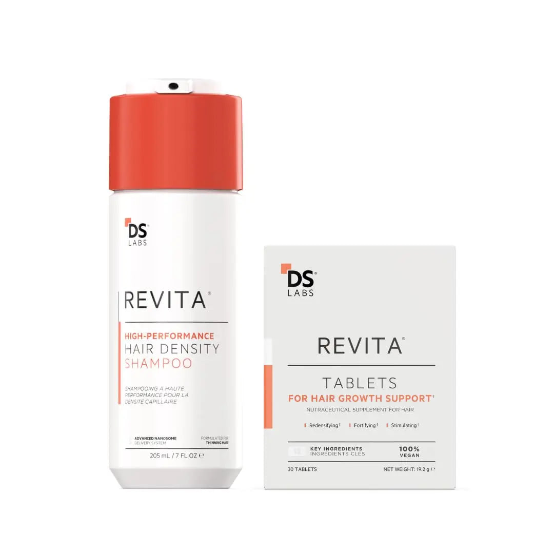 DS Labs for Men & Women Revita Hair Density Support Tablets - Daily Hair Wellness Supplement with Biotin, Zinc, Iron, Vitamin D, Magnesium & Melatonin, 30 Tablets