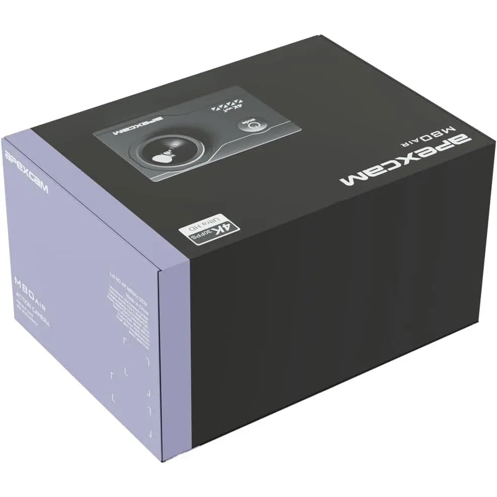 Apexcam 4K 30fps Sports Camera 170° 20MP Underwater Camera 40m, Multiple Shooting Modes with Remote Control, 2 x 1050mAh Batteries and Accessory Bag