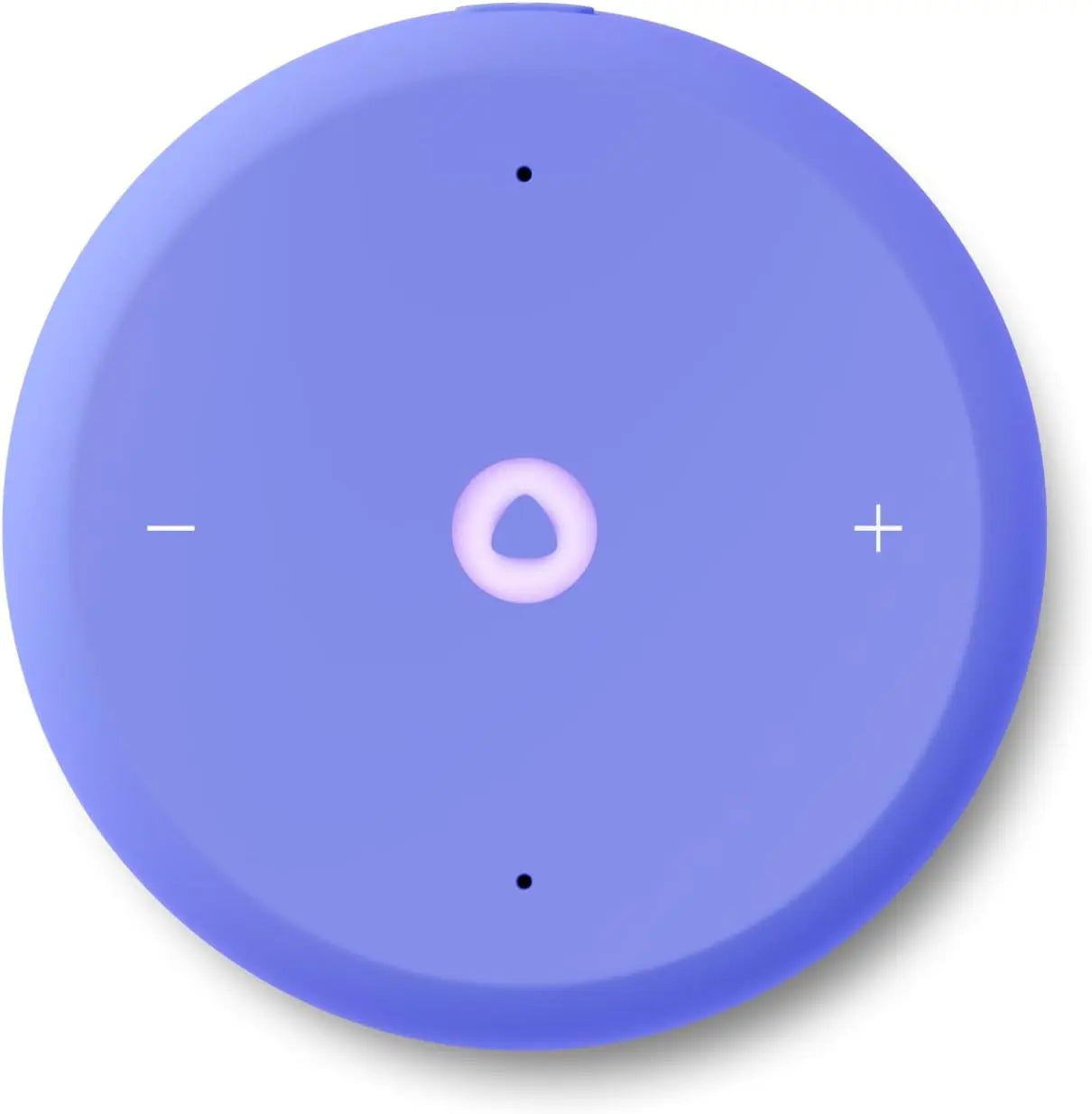 Top view of purple Yasmina Lite speaker touch controls with volume and light indicators