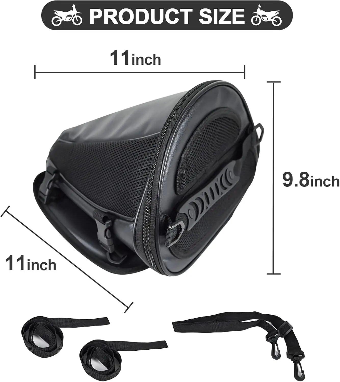Leather Motorcycle Backseat Tail Bags, Waterproof PU Super Light Tank Bag, Multifunctional Motorbike Rear Seat Storage Saddle Bag Black