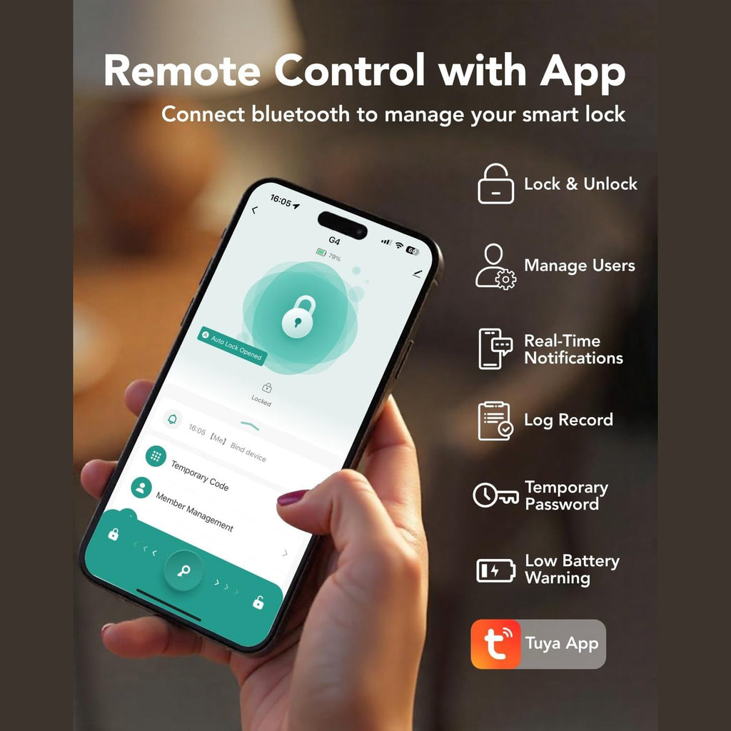 Devo G4 Smart Locks for Front Door, Keyless Entry Door Lock, Deadbolt Smart Lock, App Control, Built-in Bluetooth, Touchscreen Keypad, 8 Months Battery, IP54 Waterproof, Auto Lock, Easy Installation
