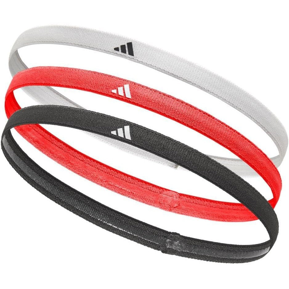 adidas Sports Hair Bands (3 Pack), Black, White, Solar Red