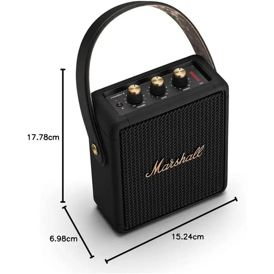 Marshall STOCKWELL II Portable Bluetooth Speaker with 20+ Hours of Playtime — Black & Brass (2 Year Warranty)