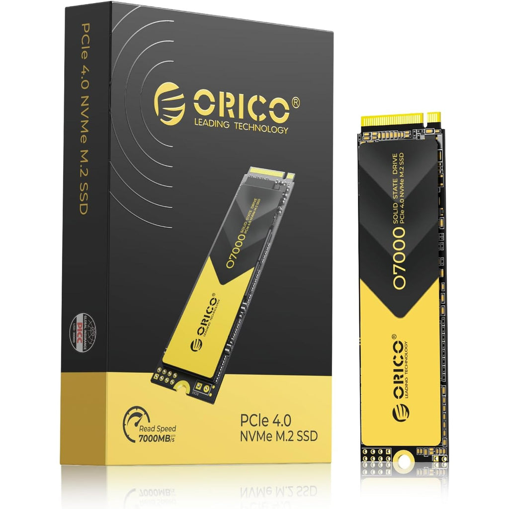 ORICO O7000 SSD with Heatsink, 2TB SLC Cache 3D TLC NAND PCIe 4.0 NVMe Gen4 M.2 2280 Internal Solid State Drive, Up to 7000MB/s, Compatible with PS5, Storage for PC, Desktop and Laptops