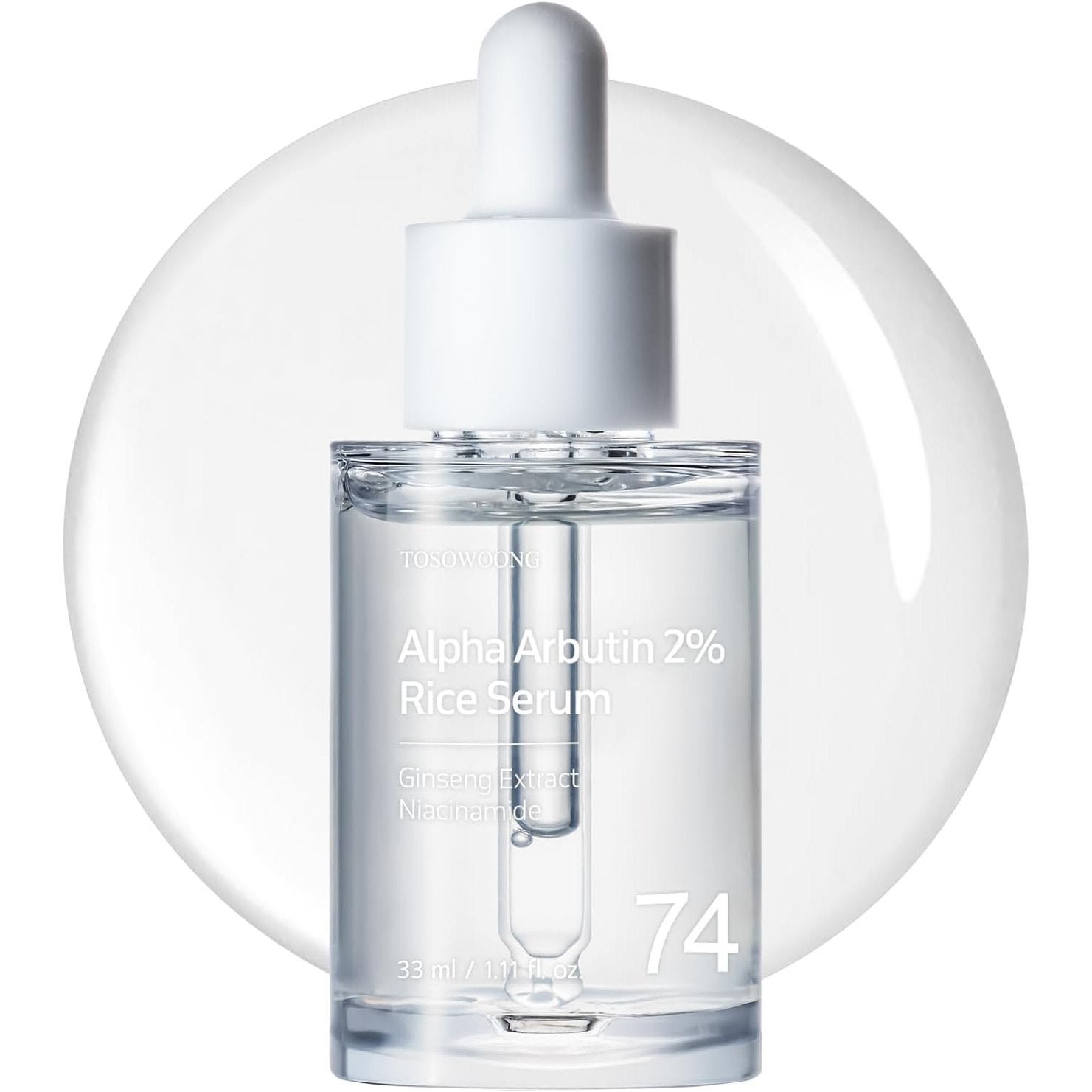TOSOWOONG Alpha Arbutin 2% Rice Serum, Rice 746,074ppm, Alpha-Arbutin 20,000ppm, Glow, Glass Skin, Even Skin Tone, Hydrating, Korean Skin Care, 33ml / 1.11 fl.oz