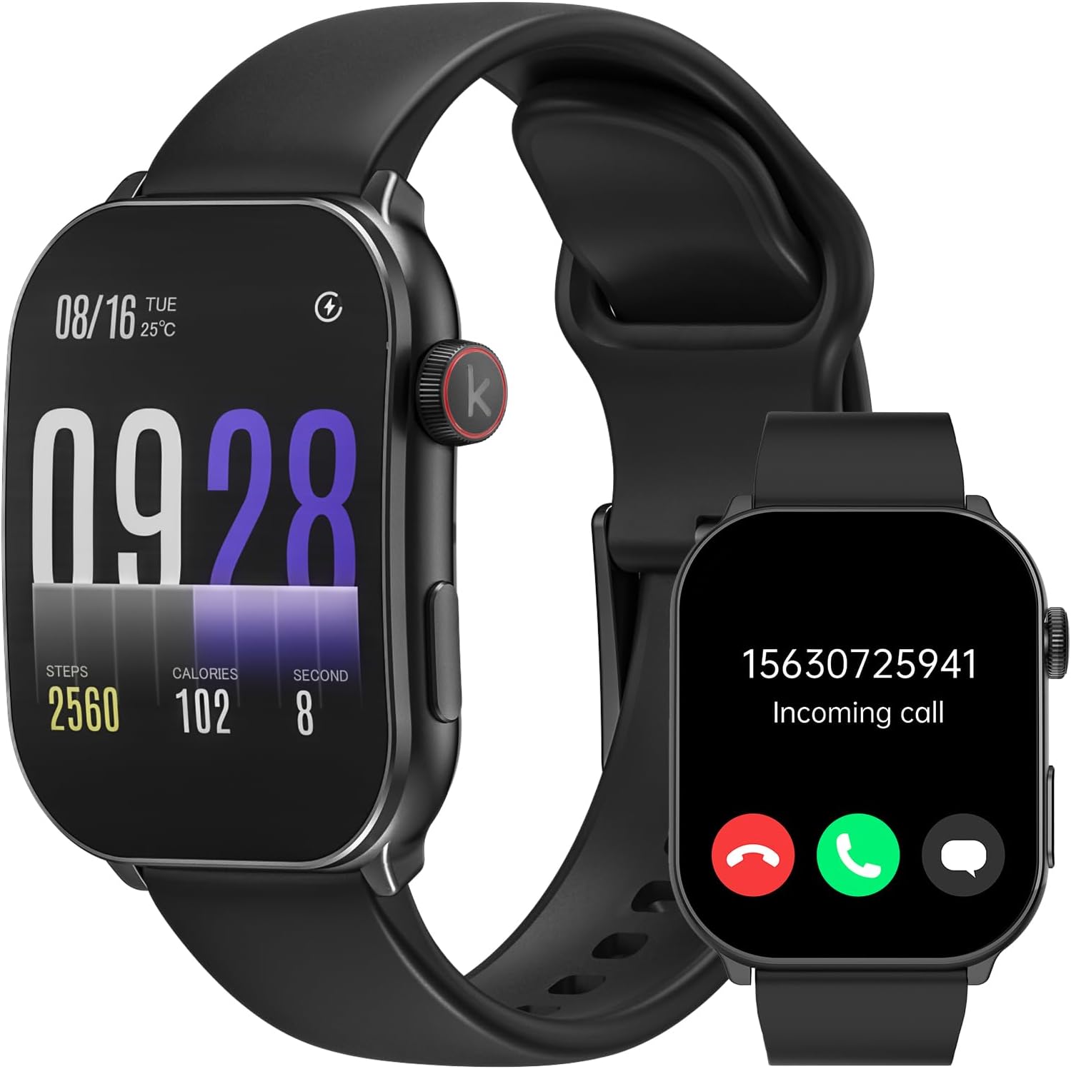 Smart Watch (Answer/Make Call), 2.1" Curved AMOLED Screen Smartwatch for Men Women, 100+ Sport Modes Fitness Tracker, Heart Rate Sleep SpO2 Monitor, IP68 Activity Trackers, Android and iOS Compatible