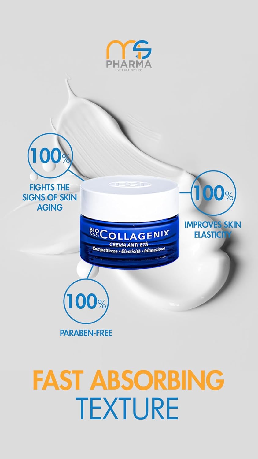 ESI - Biocollagenix Anti-Ageing Plus Face Cream for Mature Skin, with Marine Collagen and Hyaluronic Acid, Anti-Age and Antioxidant Action, Gives Firm, Nourished and Elastic Skin, 50 ml