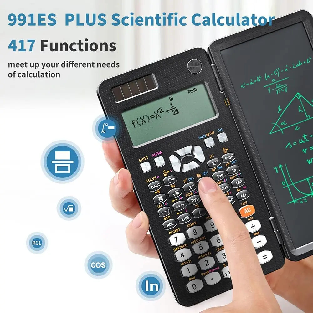Exrp Scientific Calculator, Professional Scientific Calculators with Erasable LCD Writing Tablet, Solar and Battery Dual Power,Desktop Calculator with Notepad for Office, School