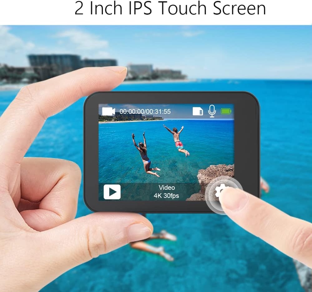 AKASO V50 X Sports Camera 4K with 64GB microSDXC U3 Memory Card Action Camera WiFi 20MP Waterproof Water Camera 40M with Touch Screen Remote Control Multi Accessory