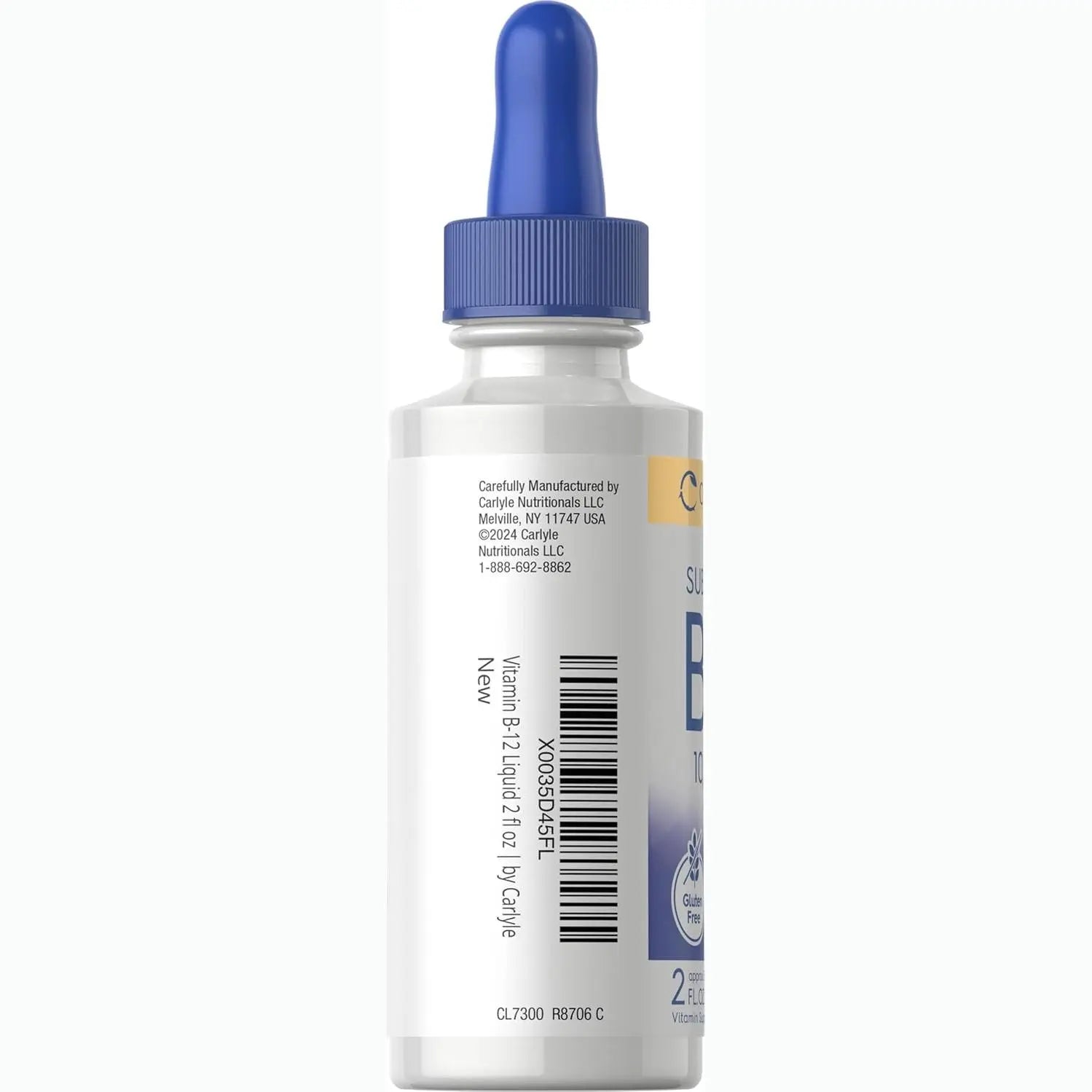 Carlyle Vitamin B12 Sublingual Liquid Drops | 10,000mcg | 2 fl oz | Vegetarian, Non-GMO, Gluten Free