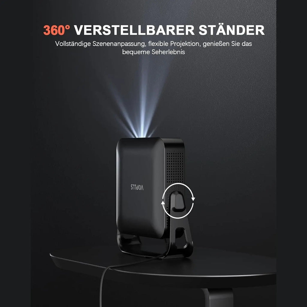 VOPLLS Mini Projector 4K Auto Focus / Trapezoidal Correction, 1080P Full HD, 23000L WiFi6 Bluetooth, 360° Rotatable, Home Cinema, Supports Mobile Phone/TV