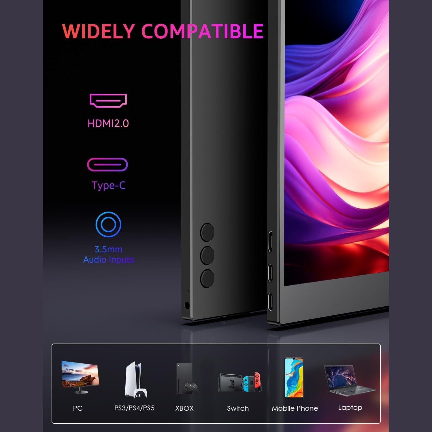 Yodoit 15.6" 100% sRGB 4K Portable Monitor - UHD IPS Display with USB Type-C Port, Integrated Speakers and Smart Coverage - Compatible with PC and Laptop