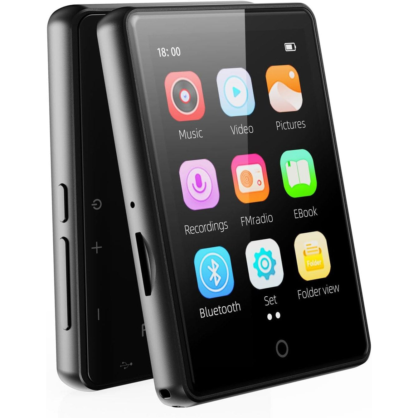 64GB Bluetooth 5.3 MP3 Player, Children's Portable Music Player 2.8 Inch Touch Screen with Voice Recorder, FM Radio, Pedometer, Folder, Random Play, Support 128GB Micro SD Card