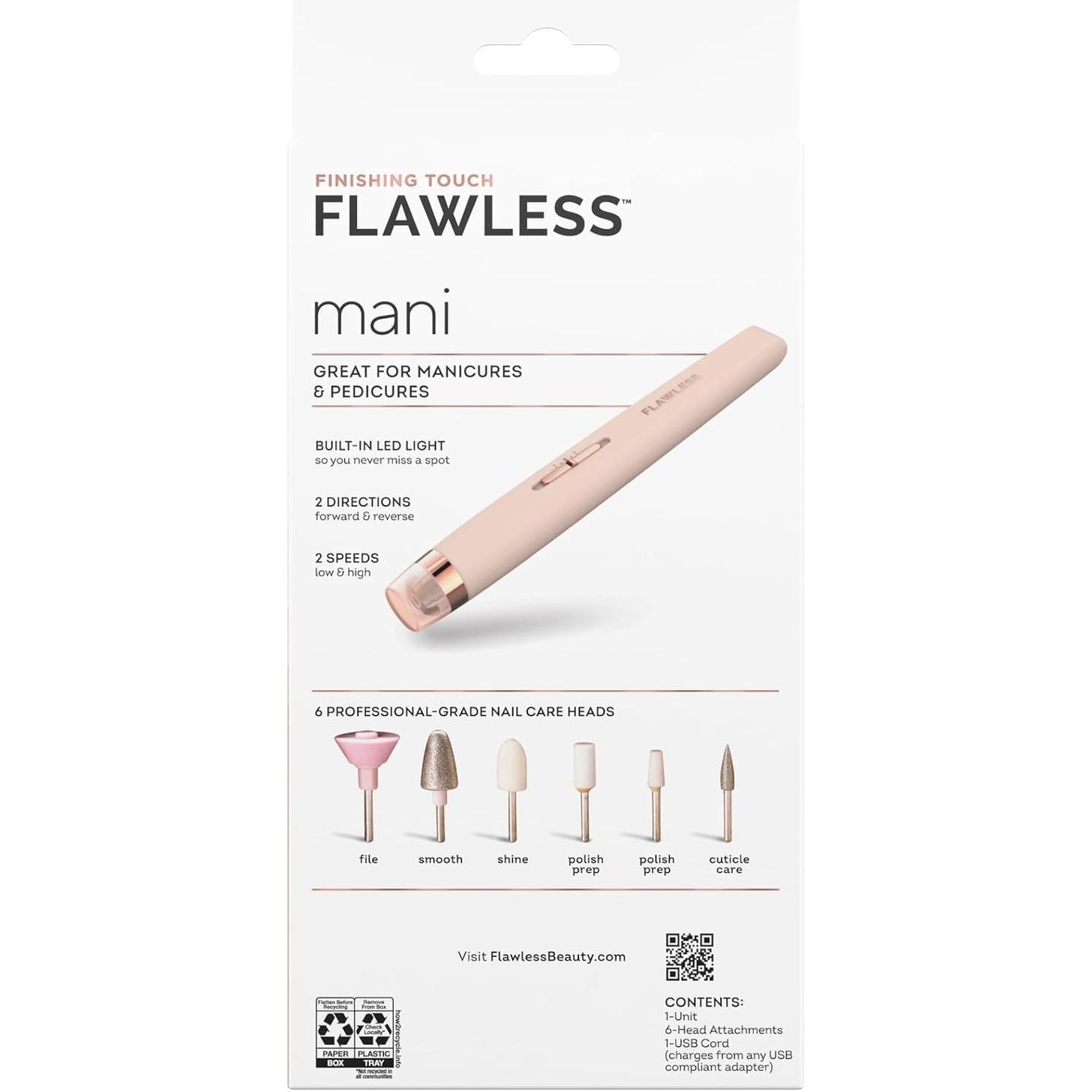Finishing Touch Flawless Salon Nails Kit, Electronic Nail File and Full Manicure and Pedicure Tool