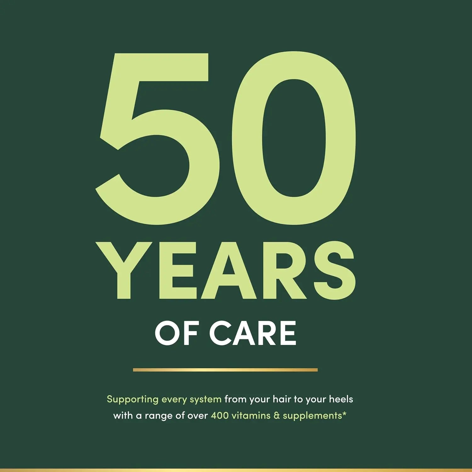 Nature's Bounty 50 years of care vitamins and supplements brand logo