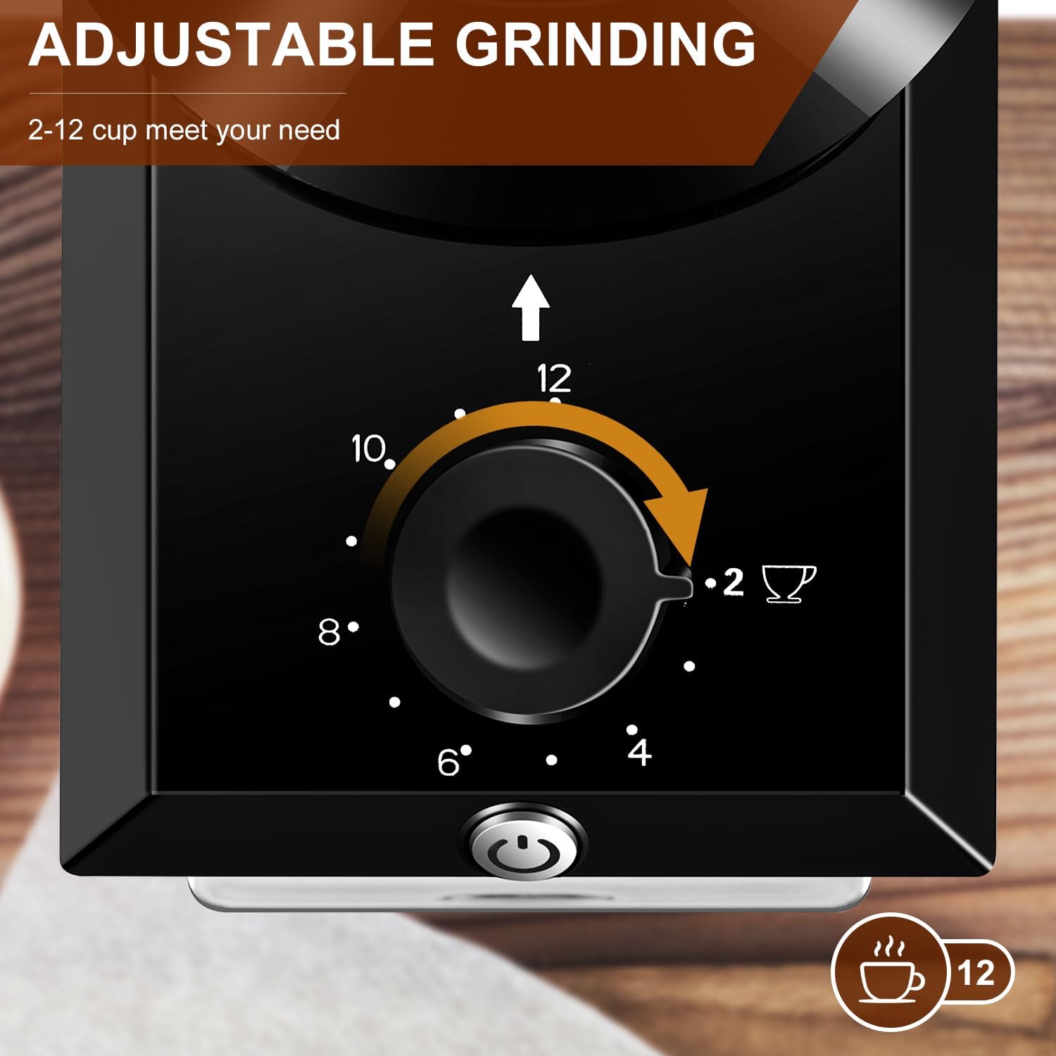 Electric Coffee Grinder,Adjustable Coffee Grinder with 28 Precise Grinding Positions for French Press, Drip Coffee and Espresso,12 Cups,Black