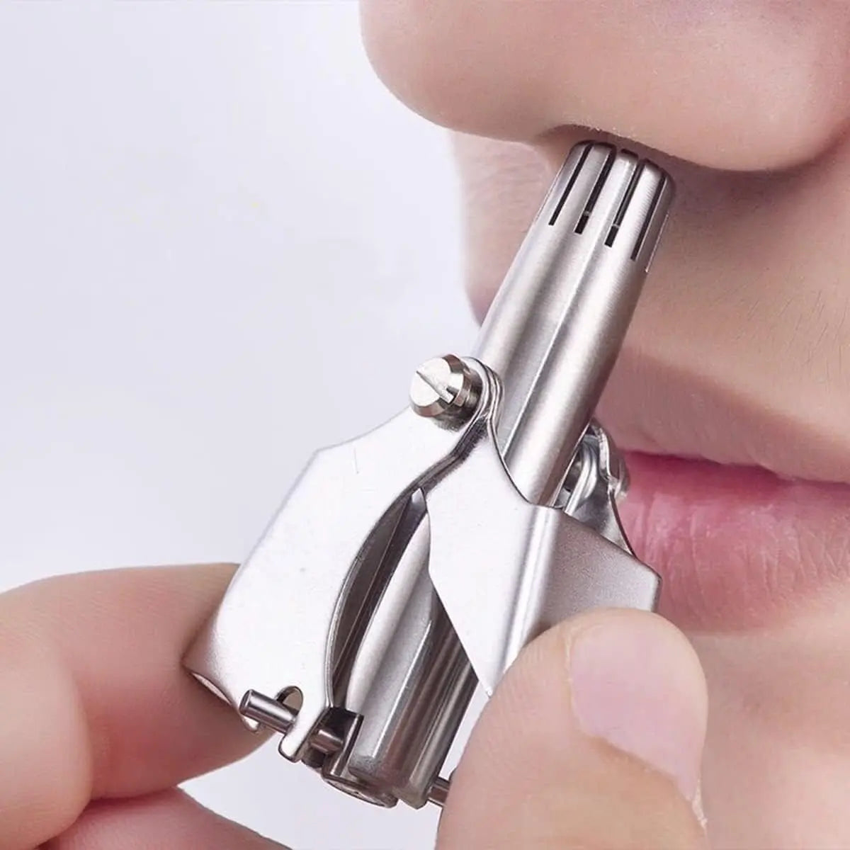 JMC Manual Nose & Ear Hair Clipper Trimmer for Men & Women - Stainless Steel Painless Nose Hair Trimmer with Storage Case and Cleaning Brush for Travel User Friendly