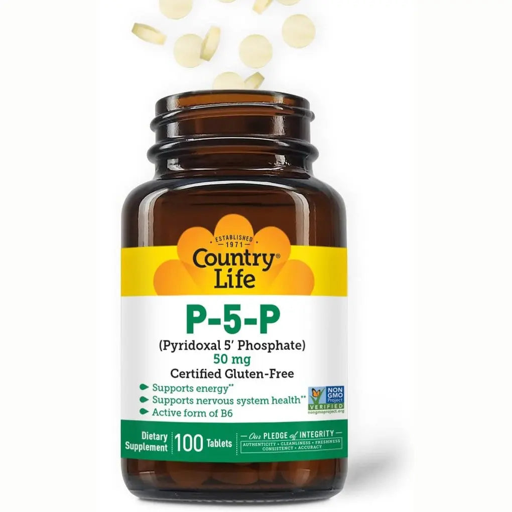 Country Life P-5-P Vitamin B6 – Bioavailable Pyridoxal-5-Phosphate Supplement for Energy, Nervous System Support, and Red Blood Cell Growth – Certified Gluten Free, Vegan, Non-GMO – 100 Capsules