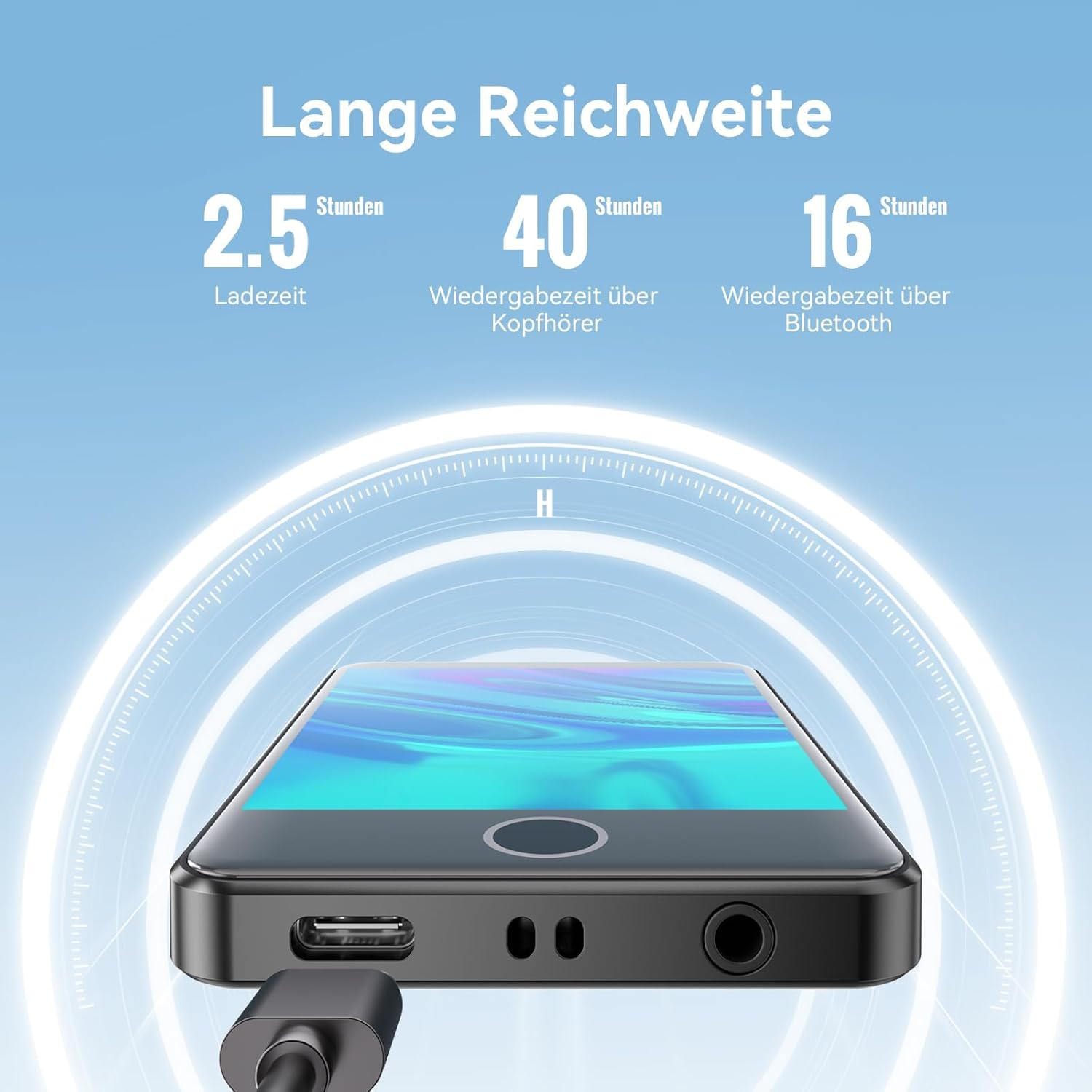 64GB MP3 Player with Bluetooth 5.3, AGPTEK 2.4" Full Touch Screen MP3 Music Player with Speaker, FM Radio, Voice Recorder, E-Book， Line-in Recording