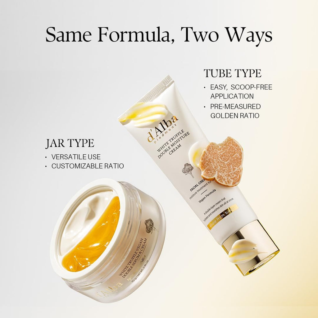 d'alba Piedmont| Italian White Truffle Double Serum & Cream, Customizable 2-in-1 intensive skin care, cream for elasticity and brightness, vegan cream for dry, sensitive skin (70g)