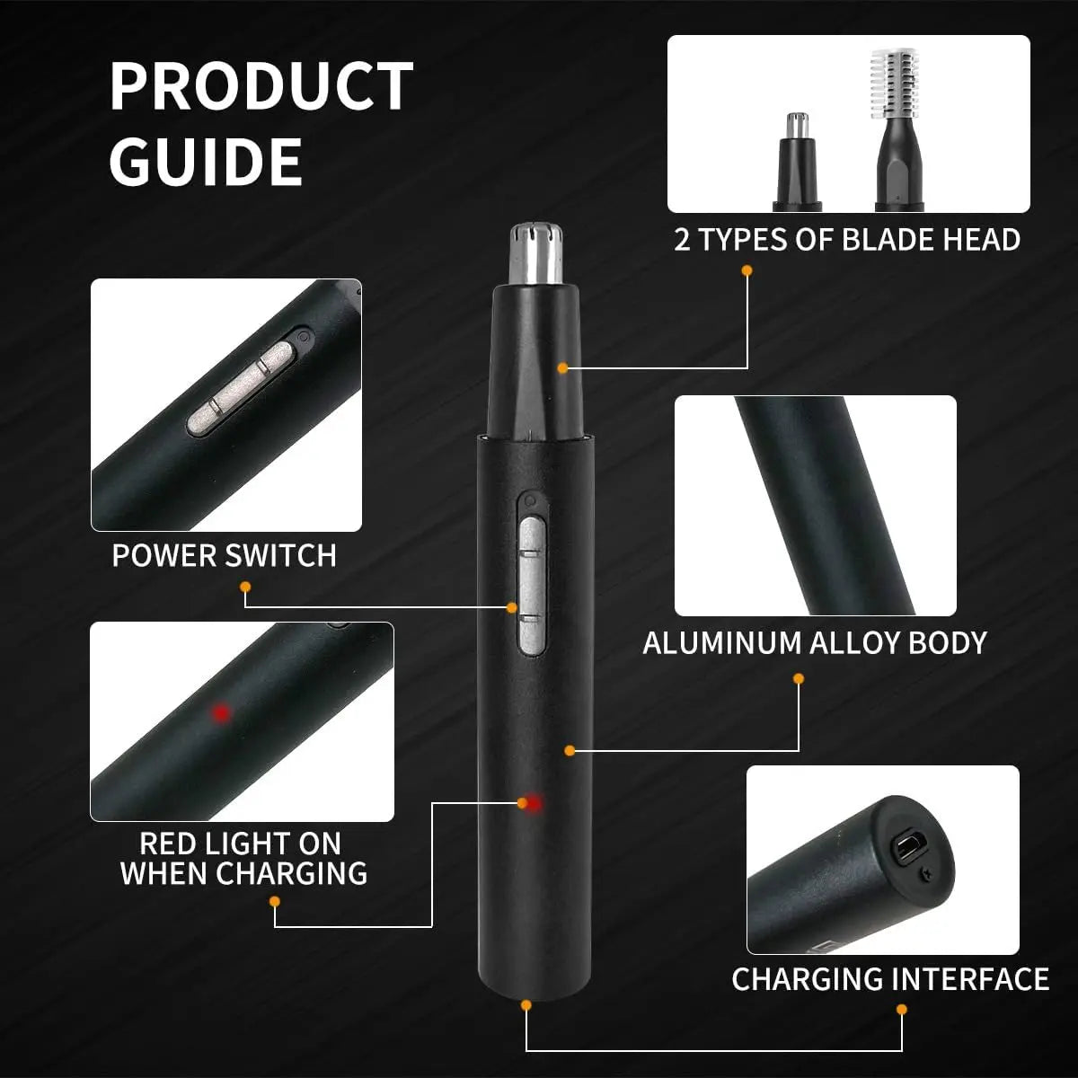 2025 Rechargeable Nose & Ear Hair Trimmer, 5 in 1 Rechargeable USB Trimmer for Men & Women, Facial & Eyebrow Hair Removal Tool, Powerful Motor, Painless, Easy to Clean, IPX7 Waterproof