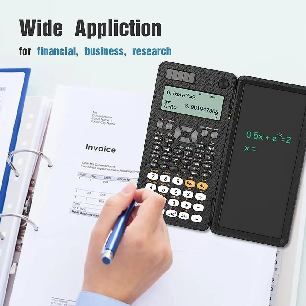 Exrp Scientific Calculator, Professional Scientific Calculators with Erasable LCD Writing Tablet, Solar and Battery Dual Power,Desktop Calculator with Notepad for Office, School
